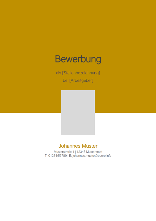Vorlage / Muster: Bewerbungsdeckblatt-Vorlage 1