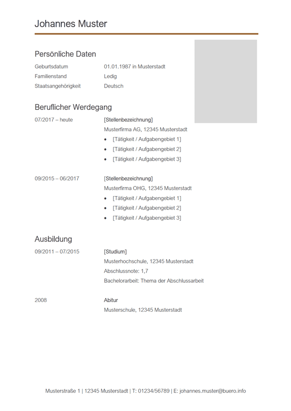 Vorlage / Muster: Lebenslauf-Vorlage 4