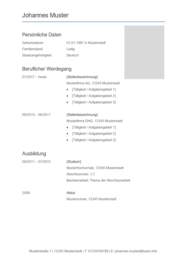 Vorlage / Muster: Lebenslauf-Vorlage 5