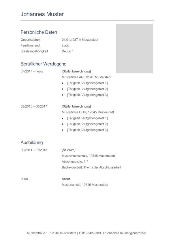Vorlage / Muster: Lebenslauf-Vorlage 6