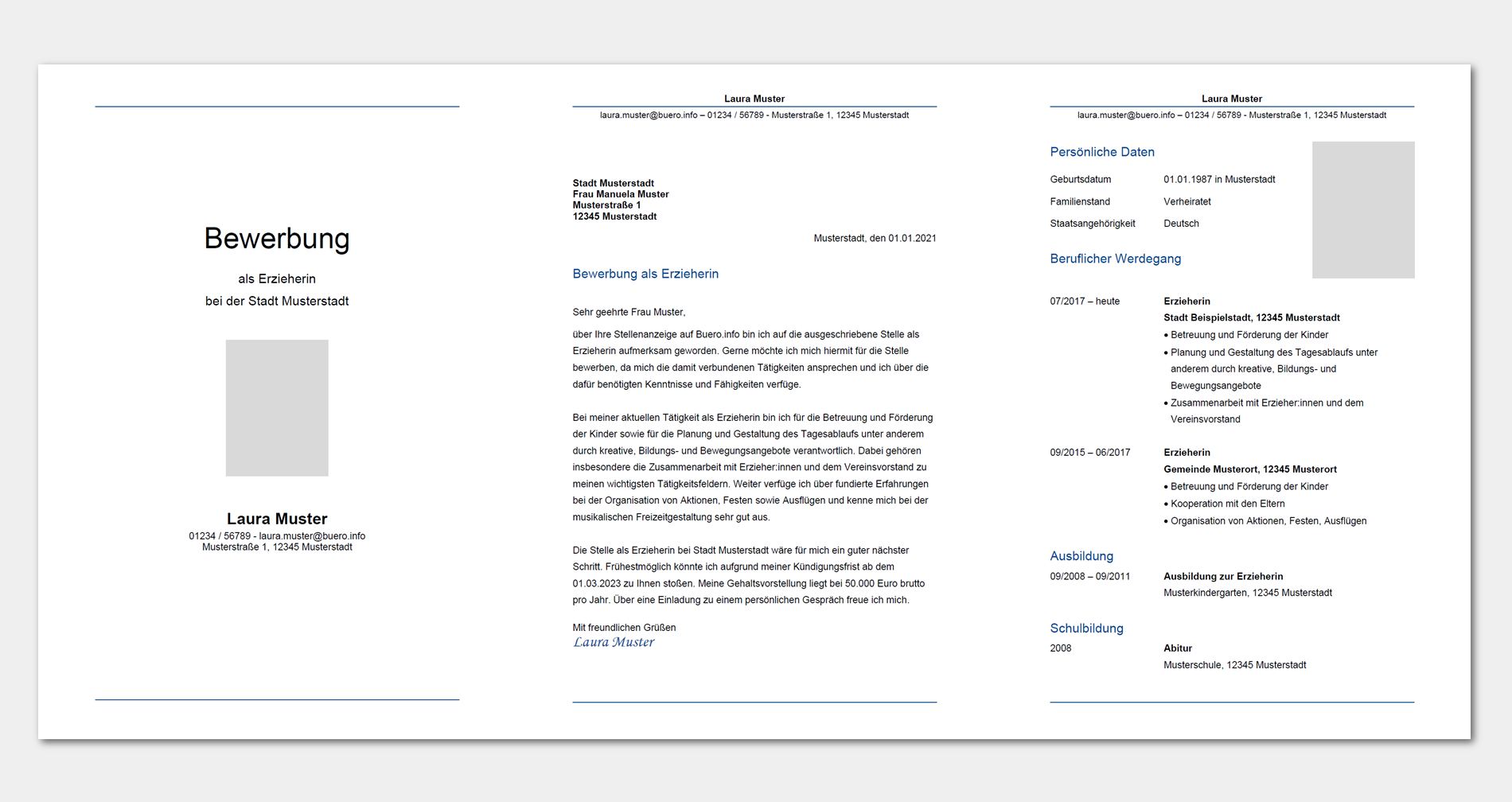 Bewerbungsvorlage Erzieher / Erzieherin (kostenlos)