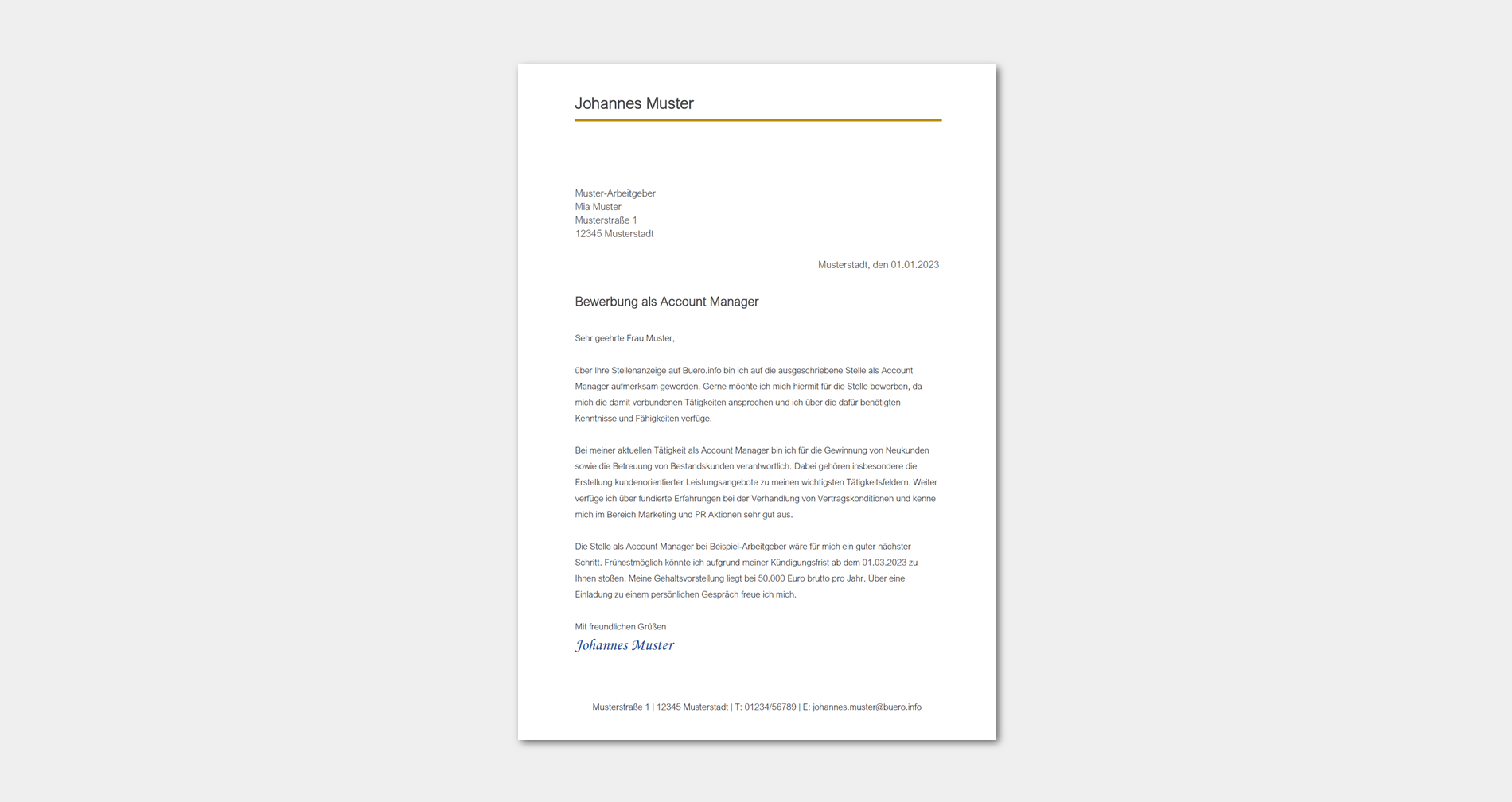 Bewerbungsanschreiben-Vorlage Account Manager/in (kostenlos)