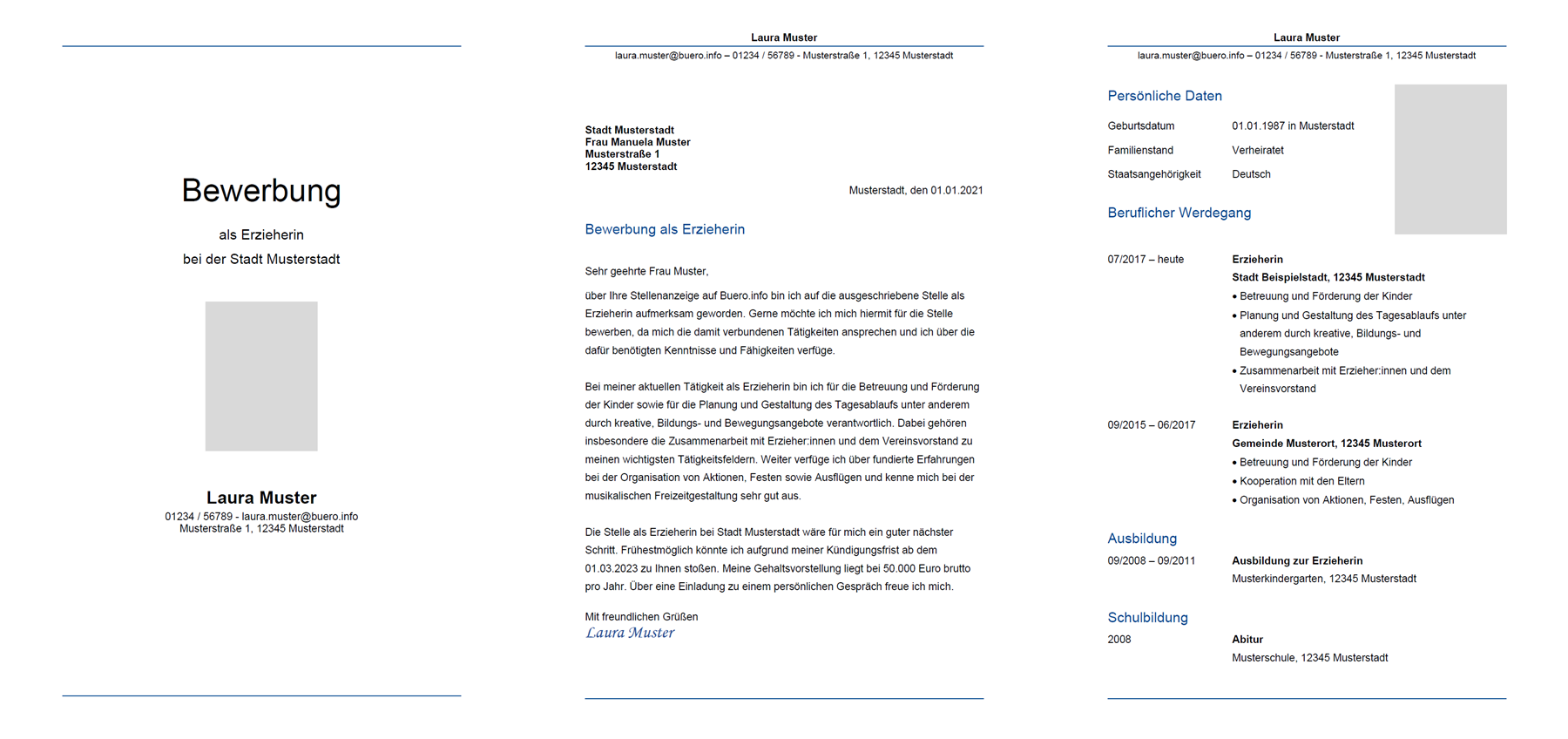 Vorlage / Muster: Bewerbungsvorlage Erzieher / Erzieherin