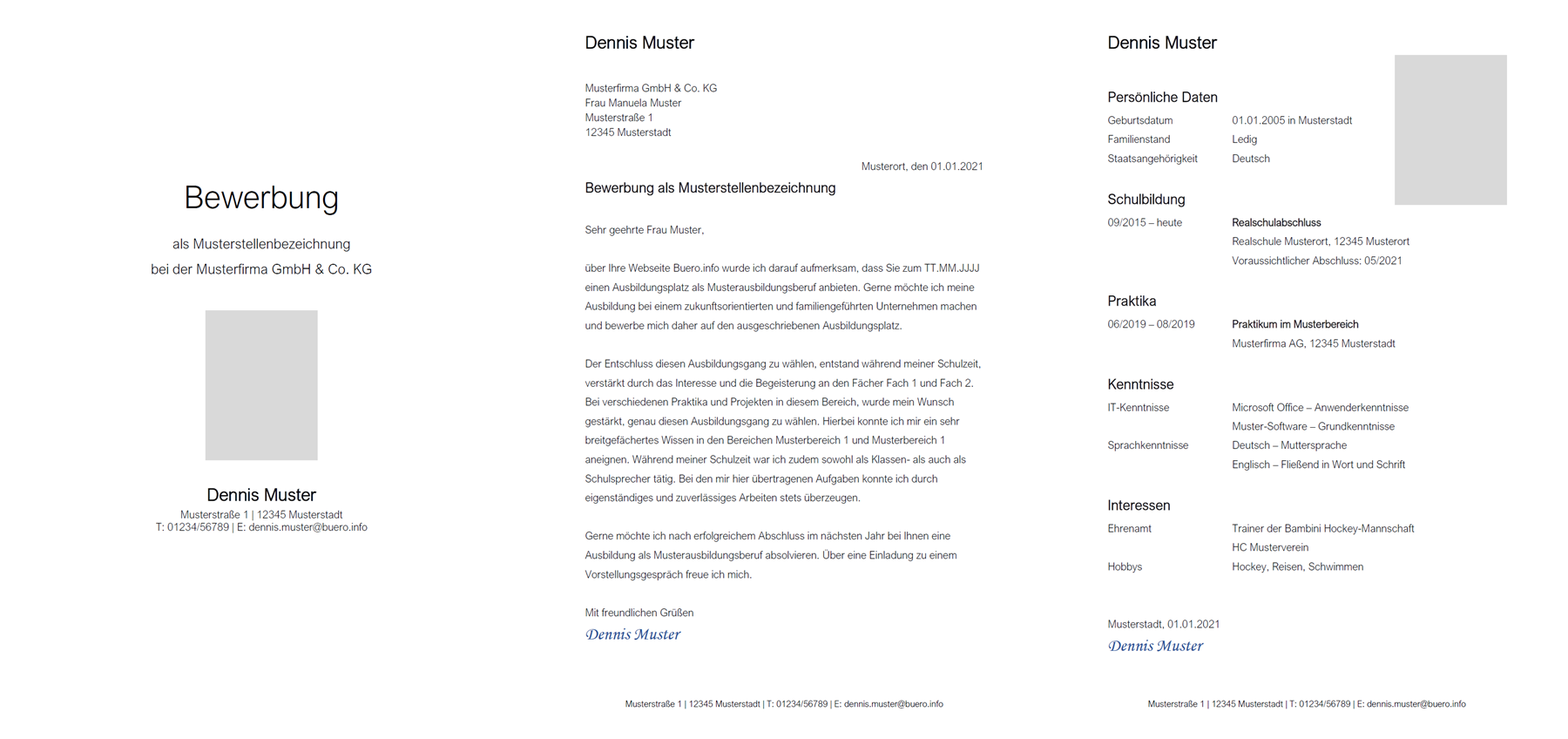 Vorlage / Muster: Bewerbungsvorlage Schüler/in