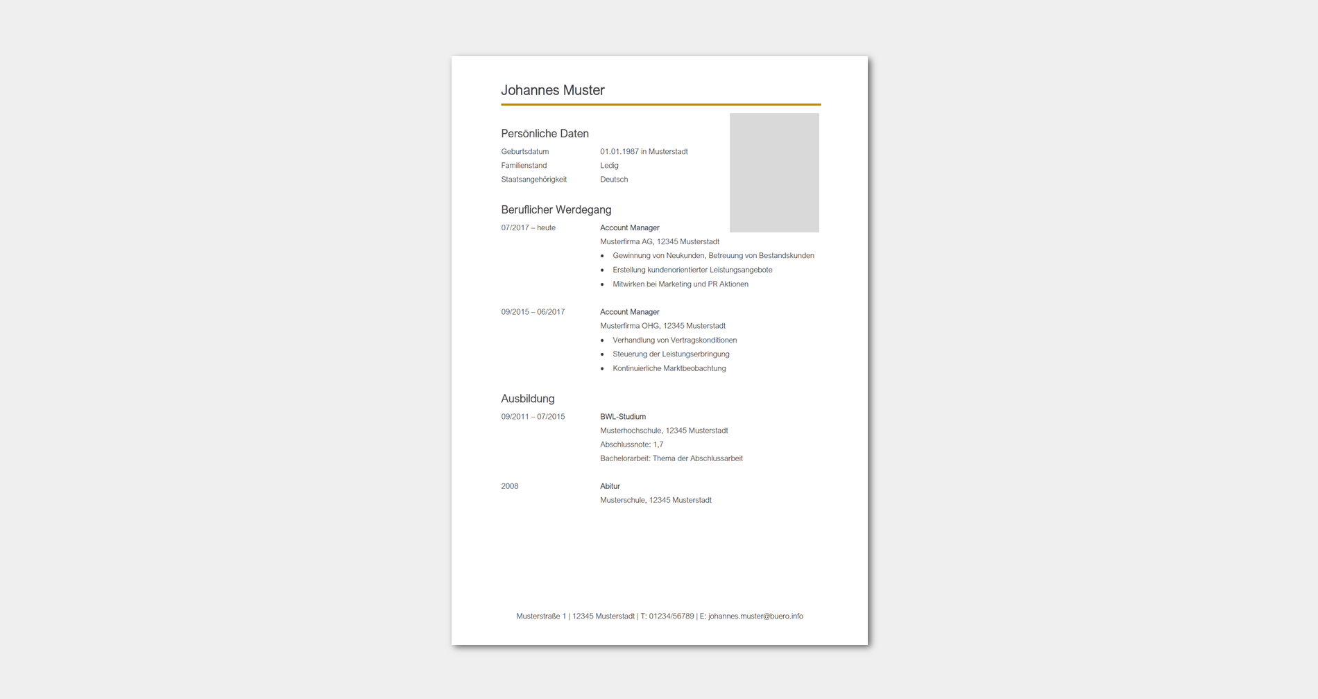 Lebenslauf-Vorlage Account Manager/in (kostenlos)
