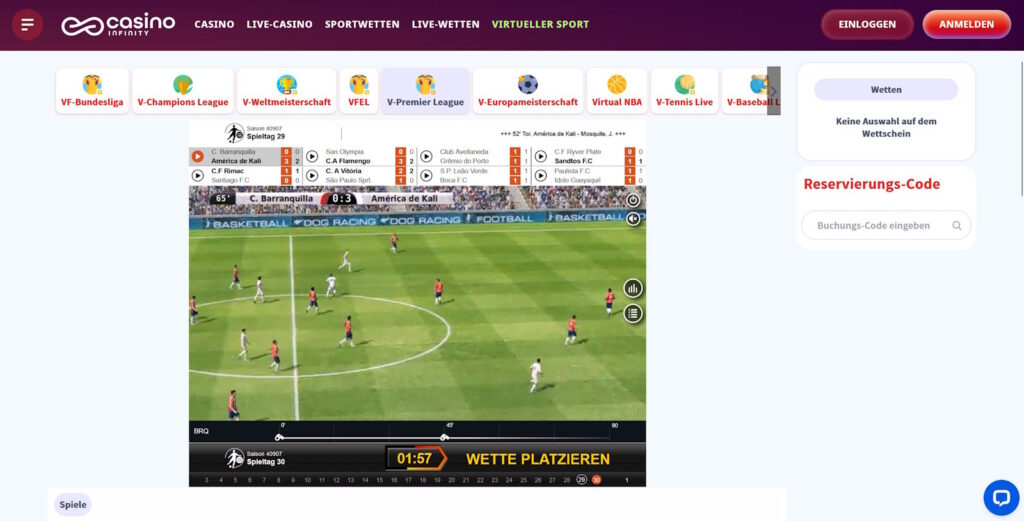 Casino Infinity Virtueller Sport