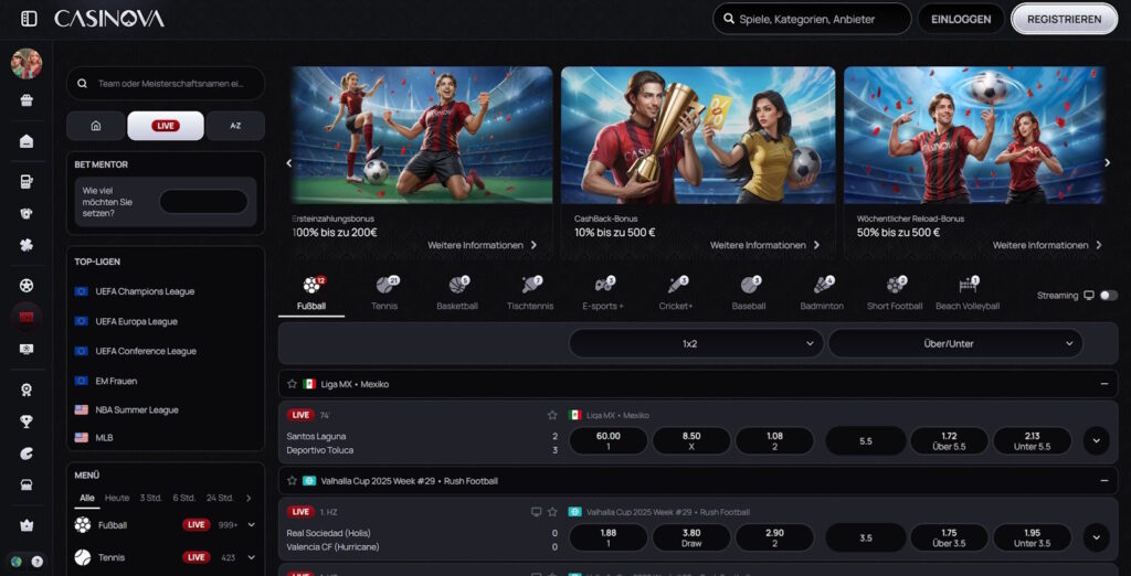 Casinova Live Wetten