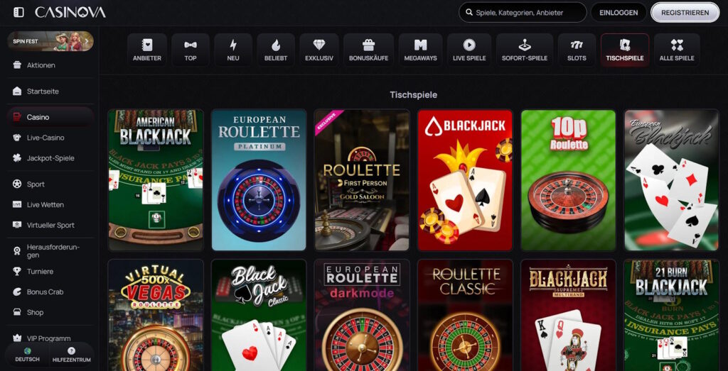 Casinova Tischspiele