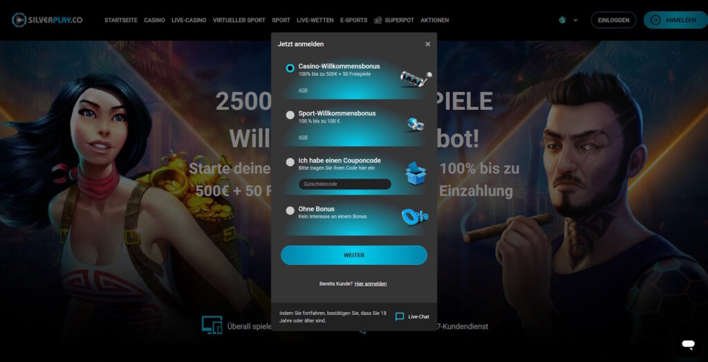 Silverplay registrieren