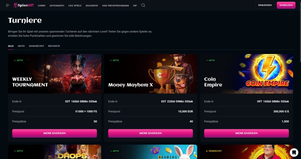 SpinsUP! 7 SpinsUP! Turniere