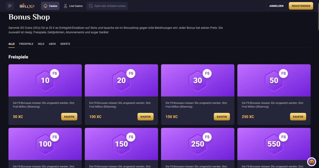 RollXO 9 RollXO Casino Bonus Shop