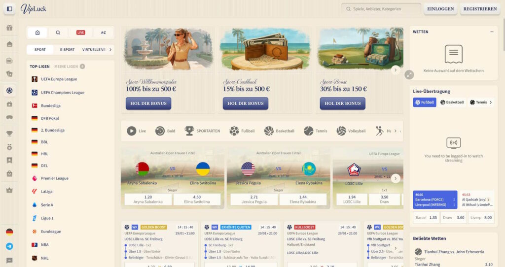 VIPLuck 5 VipLuck Sportwetten