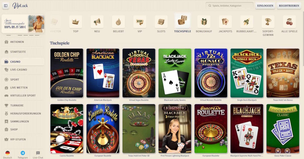 VIPLuck 2 VipLuck Tischspiele