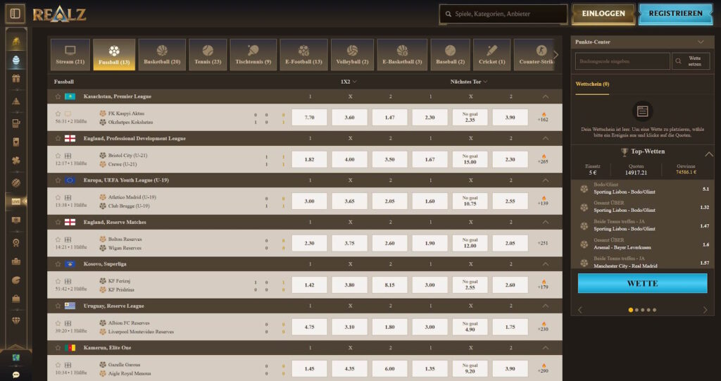 Realz 5 Realz Live Wetten