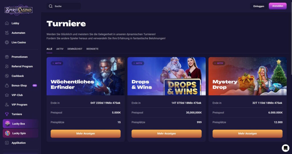 Spirit 7 spirit casino turniere