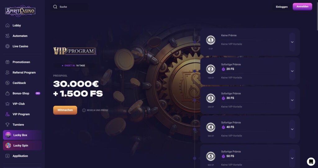 Spirit 6 spirit casino vip programm